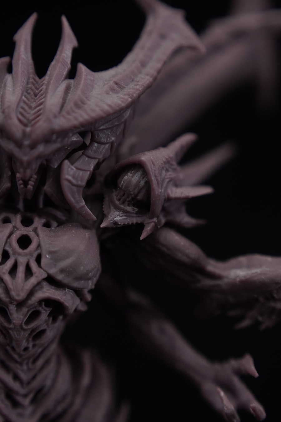 Detailed SLA resin 3D printed figurine close-up